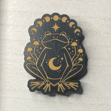 Load image into Gallery viewer, Meditating Frog Wooden Mystical Magnet