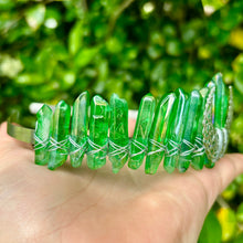 Load image into Gallery viewer, Green Aura Quartz Moon Crown