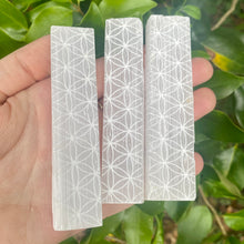 Load image into Gallery viewer, Flower of Life Satin Spar Stick 4"