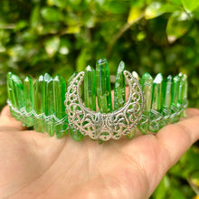 Load image into Gallery viewer, Green Aura Quartz Moon Crown