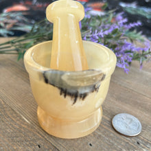 Load image into Gallery viewer, Yellow Calcite Mortar and Pestle