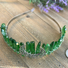 Load image into Gallery viewer, Green Aura Quartz Moon Crown