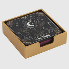 Load image into Gallery viewer, Set of Four Tarot Card Coaster Set | The Star | The Moon | The Lovers | The Sun |