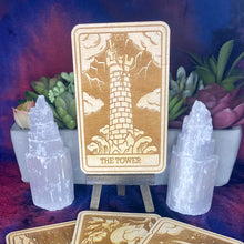 Load image into Gallery viewer, The Tower Tarot Card | Major Arcana | Mystic Wooden Major Arcana Tarot | Witchy Birch Major Arcana Décor Card | Natural WoodGrain