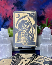 Load image into Gallery viewer, Death Tarot Card | Major Arcana | Mystic Wooden Major Arcana Tarot | Witchy Birch Major Arcana Décor Card | Painted Black