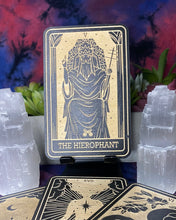Load image into Gallery viewer, The Hierophant Tarot Card | Major Arcana | Mystic Wooden Major Arcana Tarot | Witchy Birch Major Arcana Décor Card | Painted Black