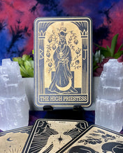 Load image into Gallery viewer, The High Priestess Tarot Card | Major Arcana | Mystic Wooden Major Arcana Tarot | Witchy Birch Major Arcana Décor Card | Painted Black