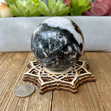 Load image into Gallery viewer, Tourmaline in Quartz 70mm Sphere