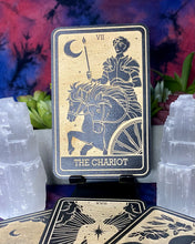 Load image into Gallery viewer, The Chariot Tarot Card | Major Arcana | Mystic Wooden Major Arcana Tarot | Witchy Birch Major Arcana Décor Card | Painted Black