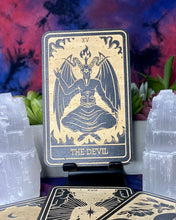 Load image into Gallery viewer, The Devil Tarot Card | Major Arcana | Mystic Wooden Major Arcana Tarot | Witchy Birch Major Arcana Décor Card | Painted Black