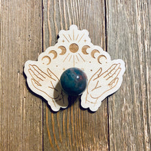 Load image into Gallery viewer, Moon Phase with Hands Crystal Sphere Holder