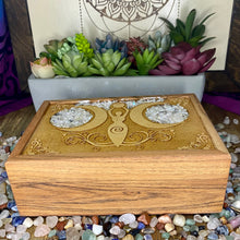 Load image into Gallery viewer, Wooden Box - Moon Goddess with Rainbow Moonstone Crystal

