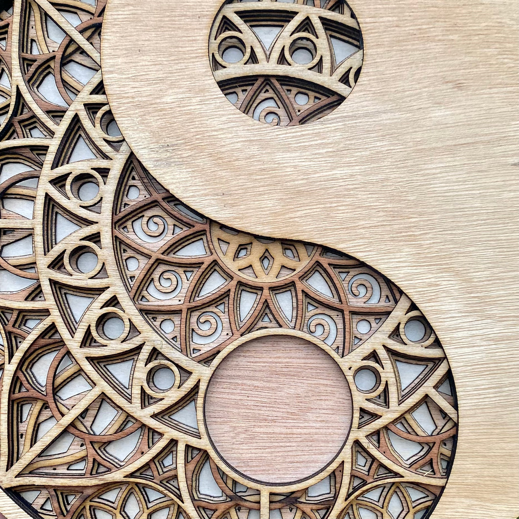 Multi-Layered Laser Cut Wall Decor Wooden Yin Yang