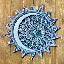 Load image into Gallery viewer, Multi-Layered Laser Cut Wall Decor Wooden Sun and Moon Eclipse