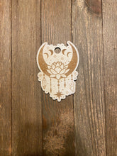 Load image into Gallery viewer, Moon Phase Lotus with Hanging Crystals Sphere Holder