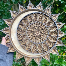 Load image into Gallery viewer, Multi-Layered Laser Cut Wall Decor Wooden Sun and Moon Eclipse