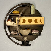 Load image into Gallery viewer, 10 Inch Black Crescent Moon Wall Shelf