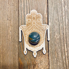 Load image into Gallery viewer, Hamsa Hand Crystal Sphere Holder