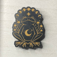 Load image into Gallery viewer, Meditating Frog Wooden Mystical Magnet
