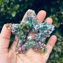Load image into Gallery viewer, Star and Moon Bismuth Aurora Rainbow Titanium Bismuth | Transformation | Unique Crystals
