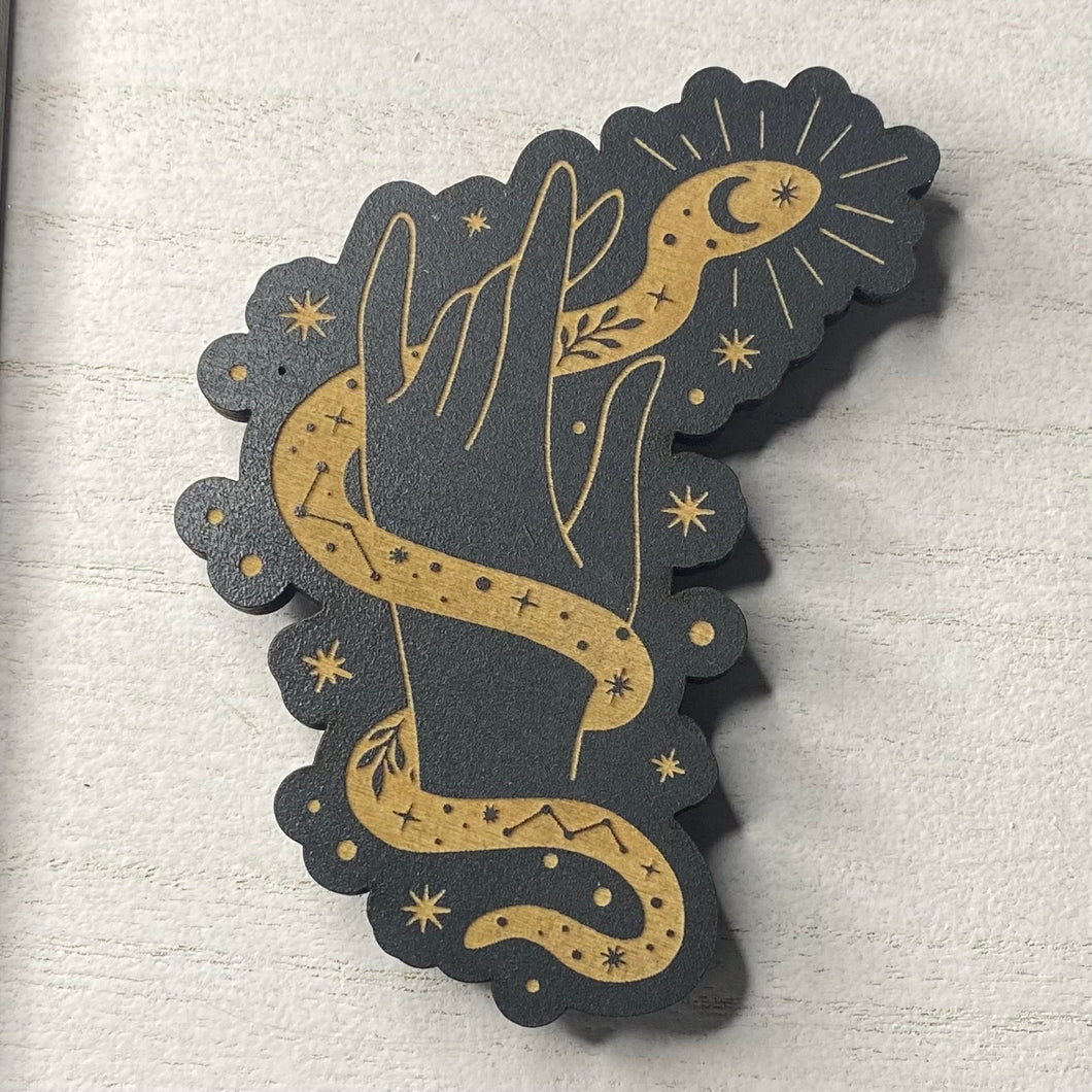 Mystical Snake Wooden Magnet