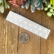 Load image into Gallery viewer, Flower of Life Satin Spar Stick 4&quot;
