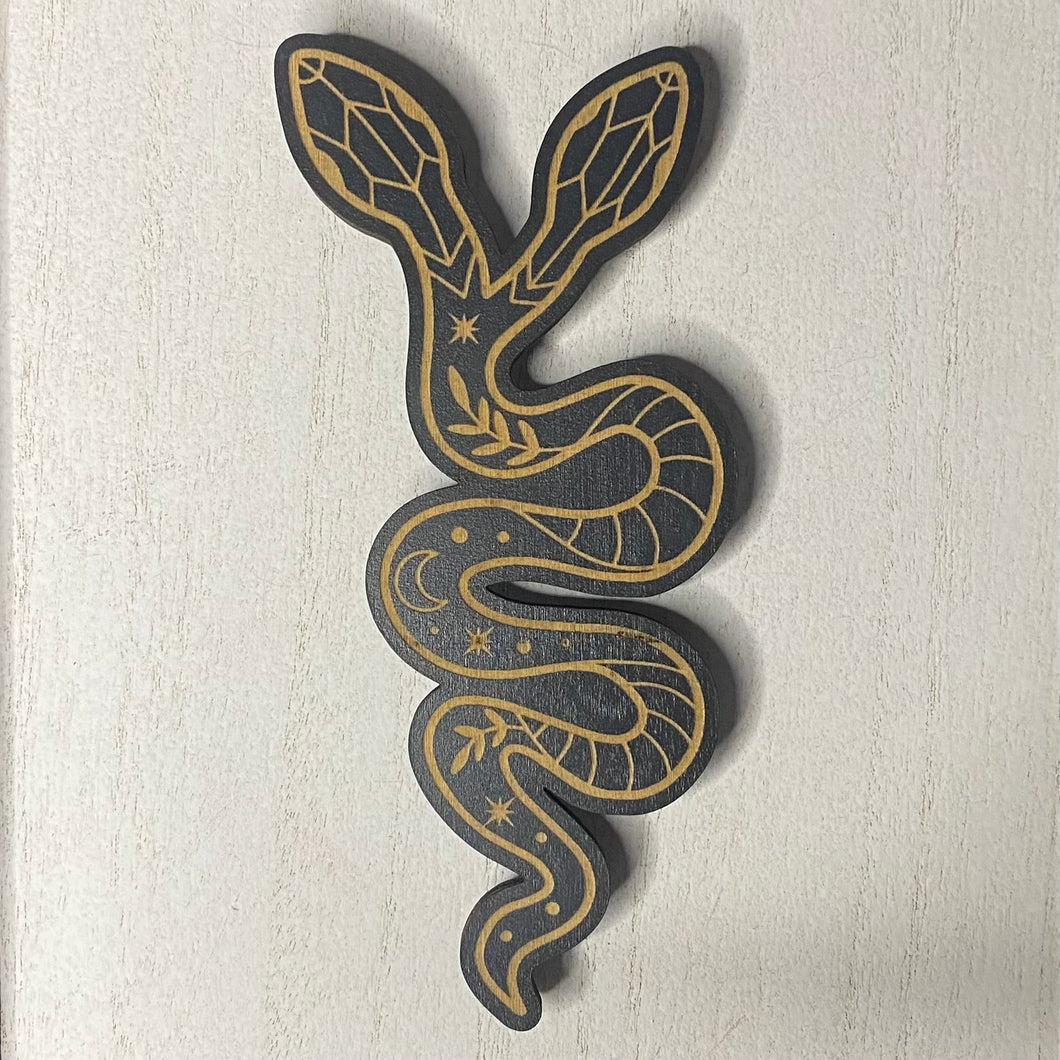 Double Headed Snake Wooden Mystical Magnet