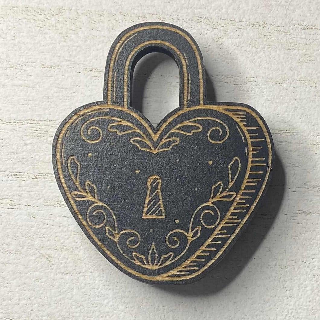 Heart Locket Wooden Magnet