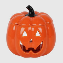 Load image into Gallery viewer, Orange Halloween Jack O Lantern Oil Burner and Wax Warmer
