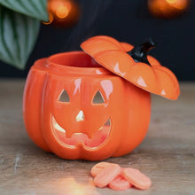 Load image into Gallery viewer, Orange Halloween Jack O Lantern Oil Burner and Wax Warmer
