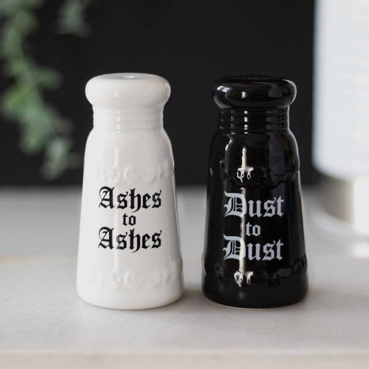 Ashes to Ashes Dust to Dust Ceramic Salt and Pepper Shakers