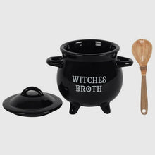 Load image into Gallery viewer, Witches Broth Cauldron Soup Bowl with Broom Spoon
