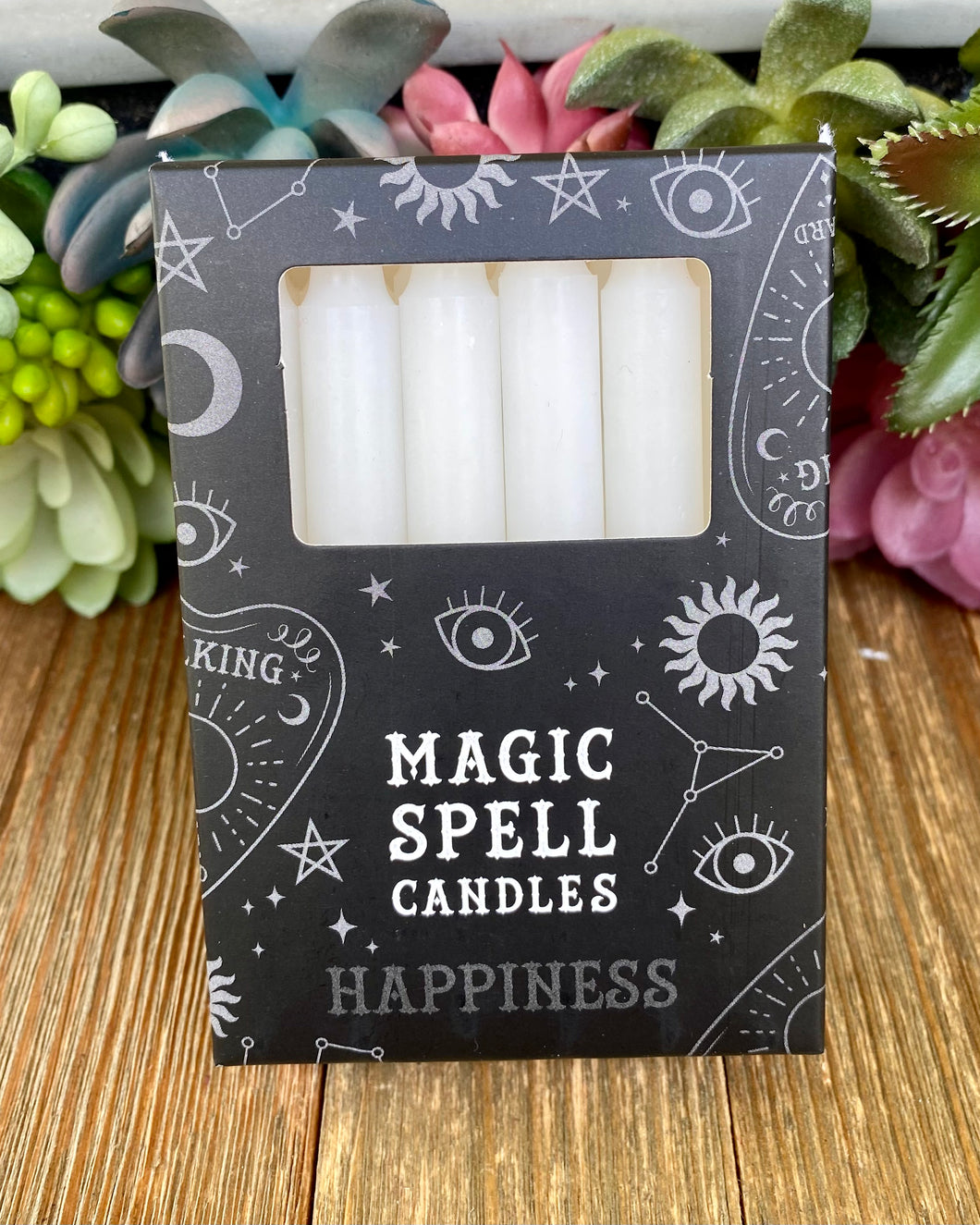 White Spell Candles for Happiness -Set of 12-