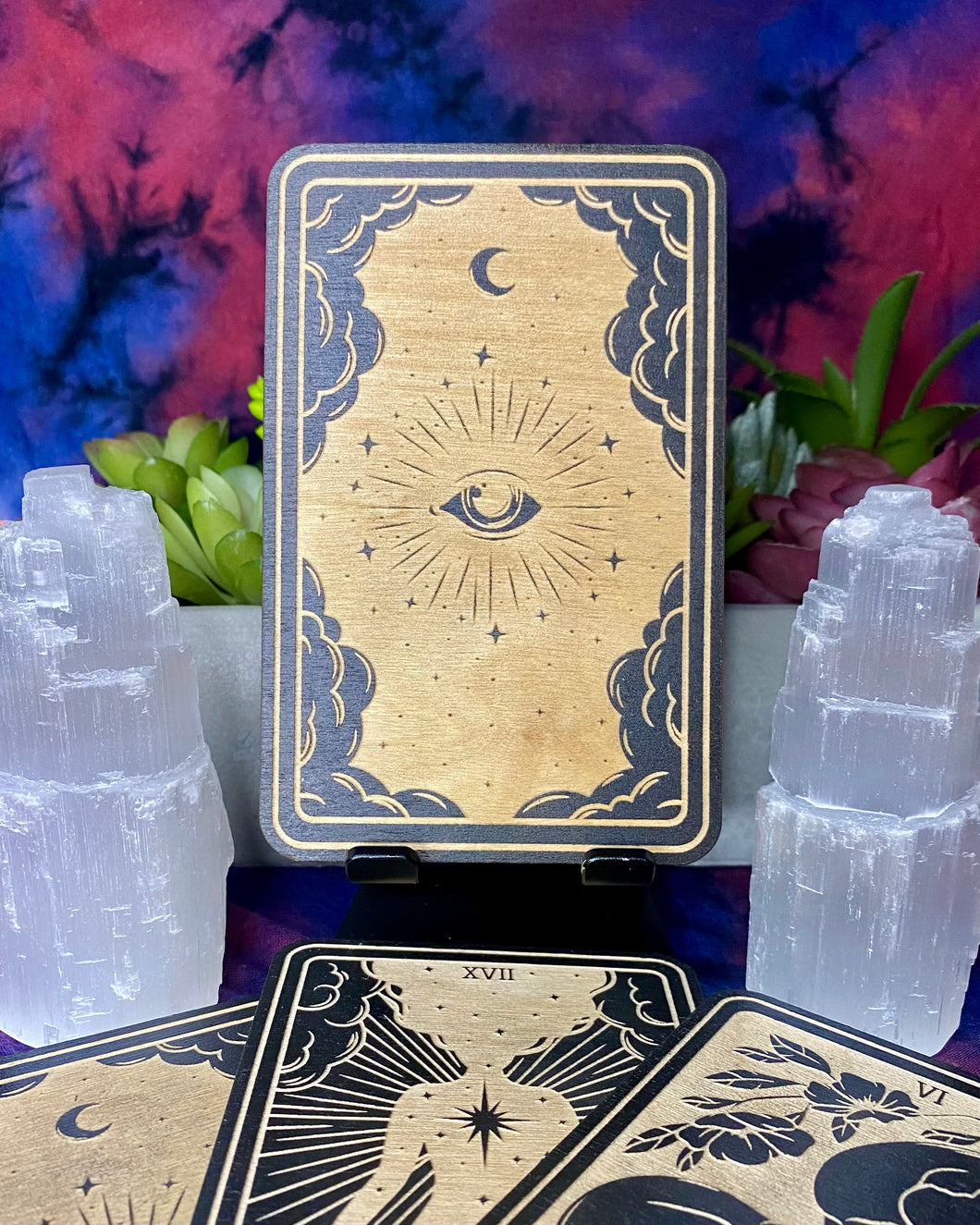 00 All Seeing Eye | Mystic Wooden Major Arcana Tarot | Witchy Birch Major Arcana Décor Card | Painted Black