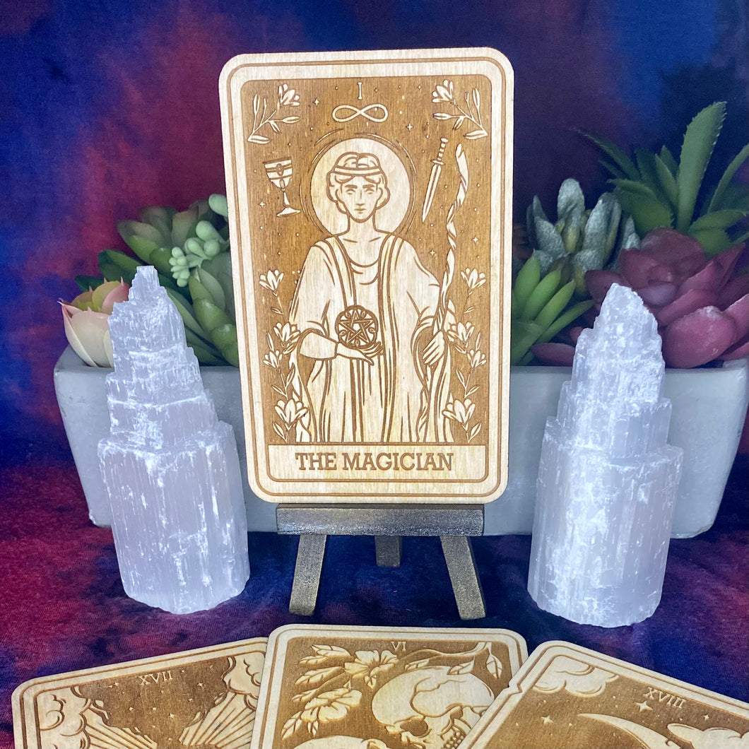 The Magician Tarot Card | Major Arcana | Mystic Wooden Major Arcana Tarot | Witchy Birch Major Arcana Décor Card | Natural WoodGrain