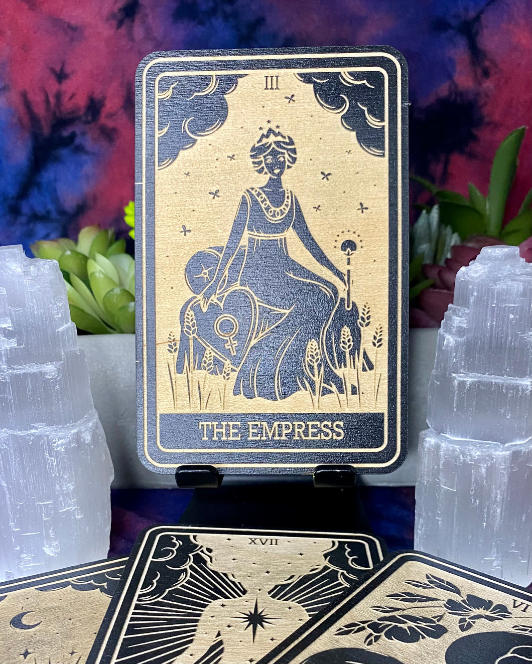 3 | The Empress Tarot Card | Major Arcana | Mystic Wooden Major Arcana Tarot | Witchy Birch Major Arcana Décor Card | Painted Black