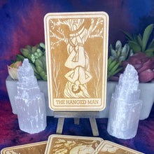 Load image into Gallery viewer, 12 | The Hanged Man Tarot Card | Major Arcana | Mystic Wooden Major Arcana Tarot | Witchy Birch Major Arcana Décor Card | Natural WoodGrain
