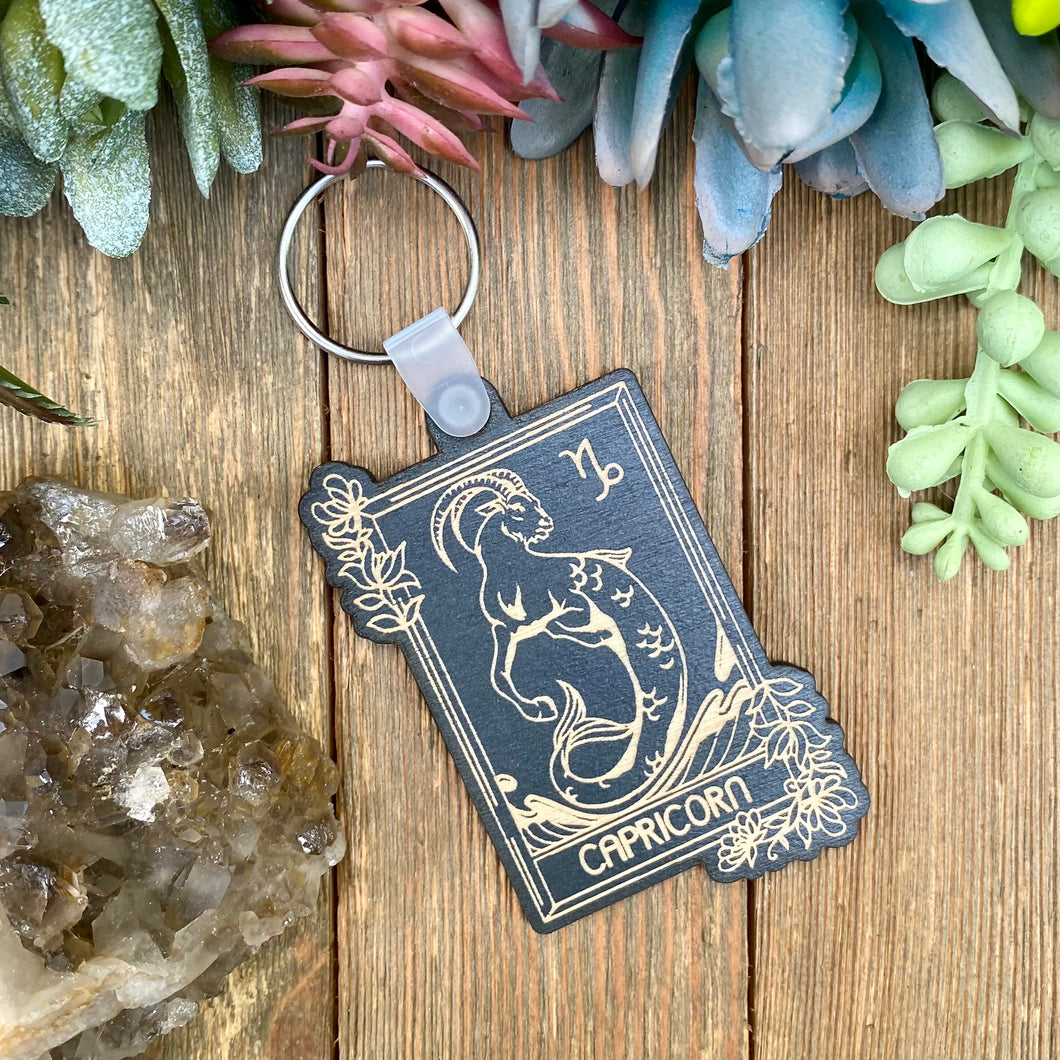 Capricorn Zodiac Keychain | Floral Zodiac Keychain | December 22 - January 19 |