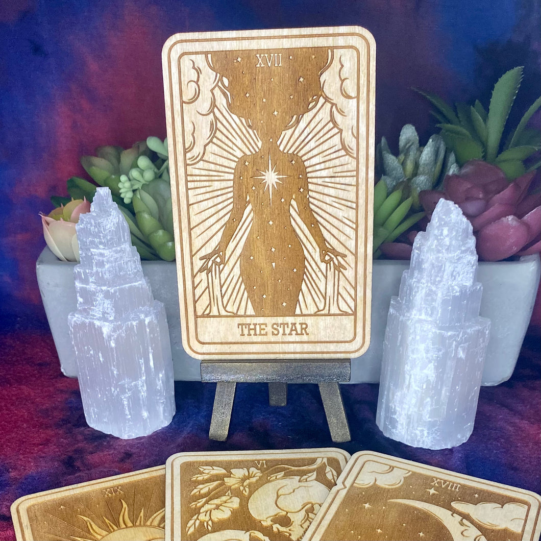 17 | The Star Tarot Card | Major Arcana | Mystic Wooden Major Arcana Tarot | Witchy Birch Major Arcana Décor Card | Natural WoodGrain