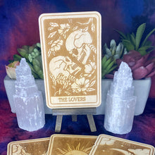Load image into Gallery viewer, 6 | The Lovers Tarot Card | Major Arcana | Mystic Wooden Major Arcana Tarot | Witchy Birch Major Arcana Décor Card | Natural WoodGrain
