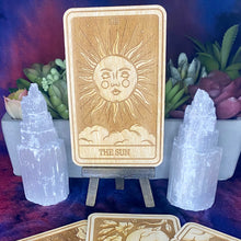 Load image into Gallery viewer, 19 | The Sun Tarot Card | Major Arcana | Mystic Wooden Major Arcana Tarot | Witchy Birch Major Arcana Décor Card | Natural WoodGrain
