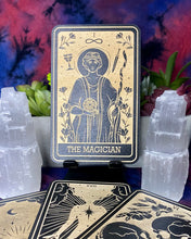 Load image into Gallery viewer, 1 | The Magician Tarot Card | Major Arcana | Mystic Wooden Major Arcana Tarot | Witchy Birch Major Arcana Décor Card | Painted Black

