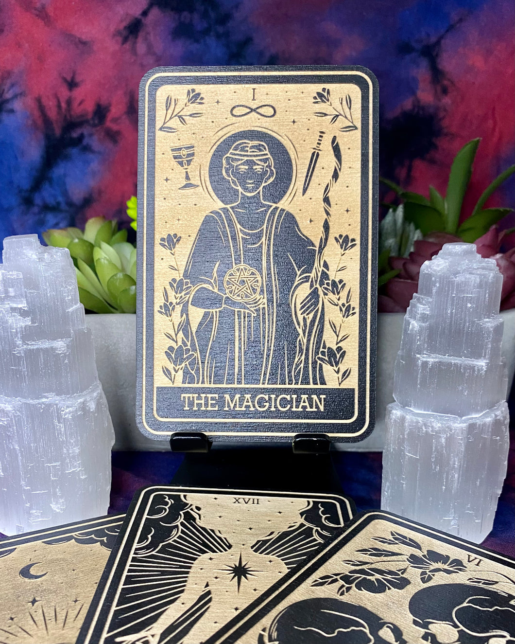 1 | The Magician Tarot Card | Major Arcana | Mystic Wooden Major Arcana Tarot | Witchy Birch Major Arcana Décor Card | Painted Black