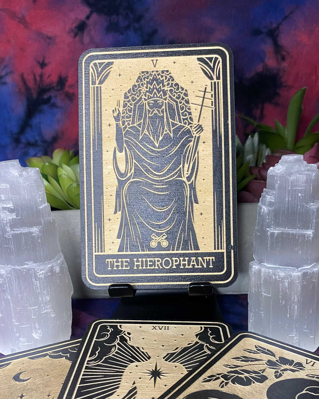 The Hierophant Tarot Card | Major Arcana | Mystic Wooden Major Arcana Tarot | Witchy Birch Major Arcana Décor Card | Painted Black