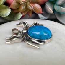Load image into Gallery viewer, Blue Apatite Spider Pendant Necklace
