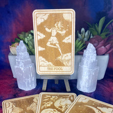 Load image into Gallery viewer, 0 | The Fool Tarot Card | Major Arcana | Mystic Wooden Major Arcana Tarot | Witchy Birch Major Arcana Décor Card | Natural WoodGrain
