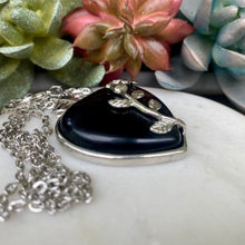 Load image into Gallery viewer, Obsidian Floral Pendant Necklace
