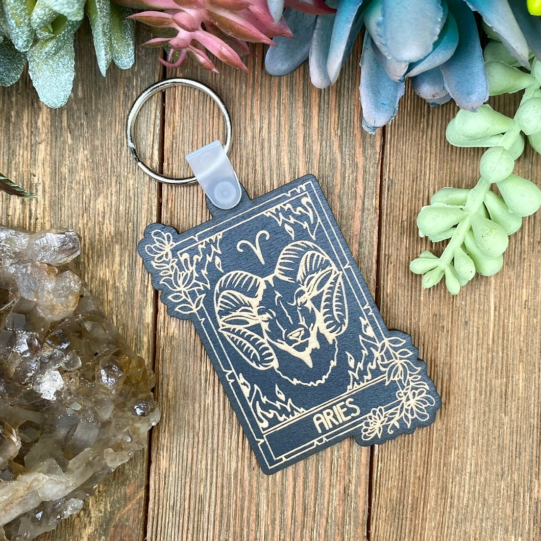 Aries Zodiac Keychain | Floral Zodiac Keychain | March 21- April 19 |