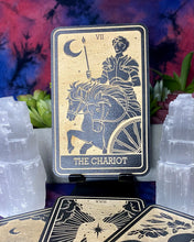 Load image into Gallery viewer, 7 | The Chariot Tarot Card | Major Arcana | Mystic Wooden Major Arcana Tarot | Witchy Birch Major Arcana Décor Card | Painted Black
