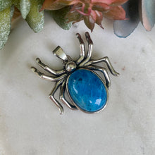 Load image into Gallery viewer, Blue Apatite Spider Pendant Necklace
